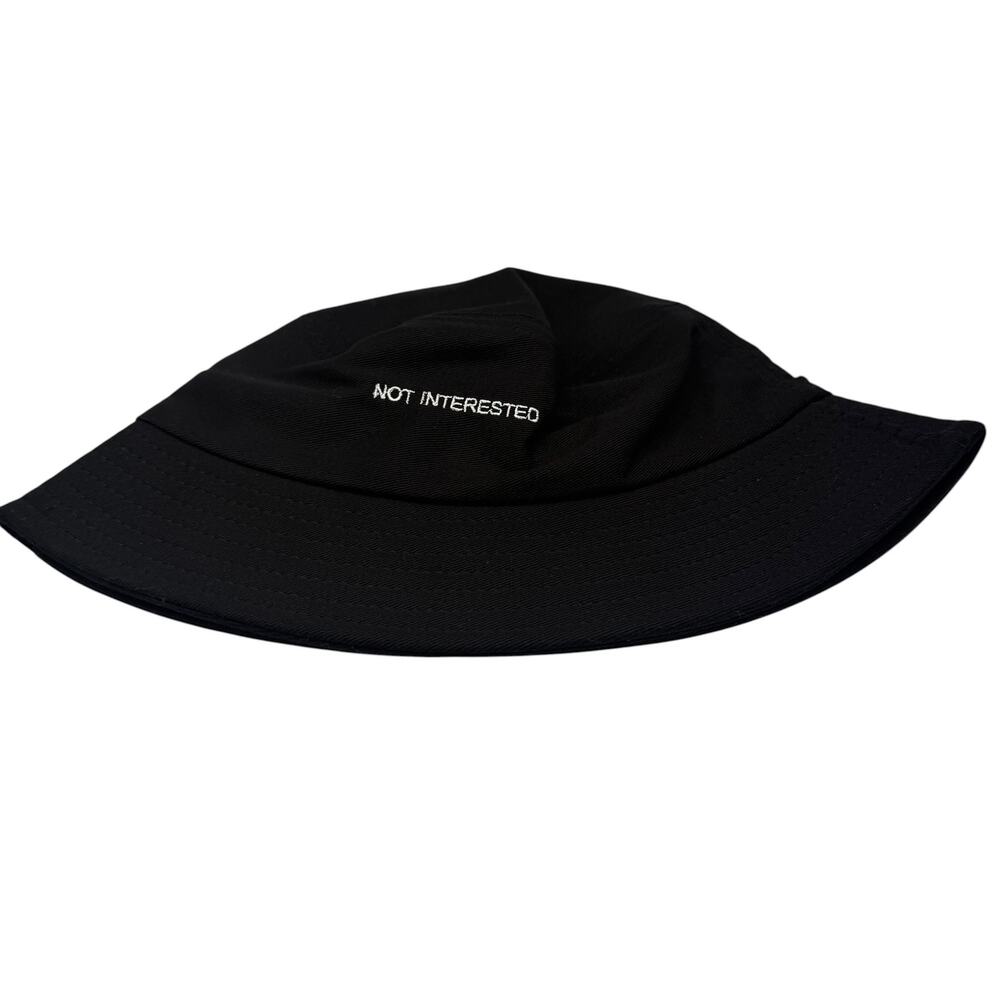 Black Not Interested Bucket Hat Minimalist Streetwear Hat